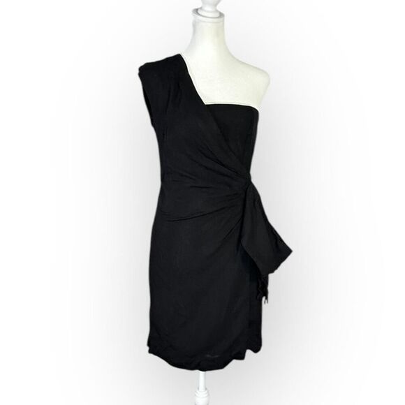 Victoria Victoria Beckham One Shoulder Dress Women's 4 Black Short Sheath - Picture 3 of 15